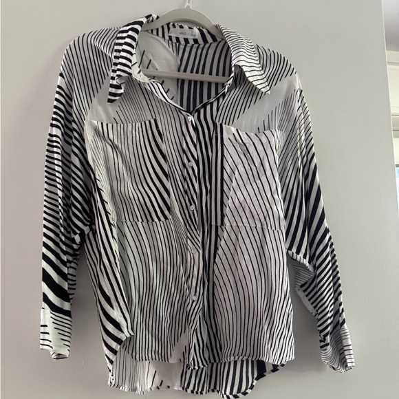 Mango Swirl Print Button Down Shirt - Picture 1 of 5